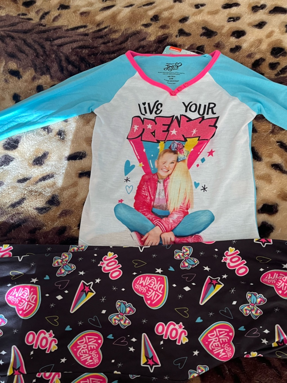 Nickelodeon JoJo Siwa White, Blue, Pink Kids Pajama Set